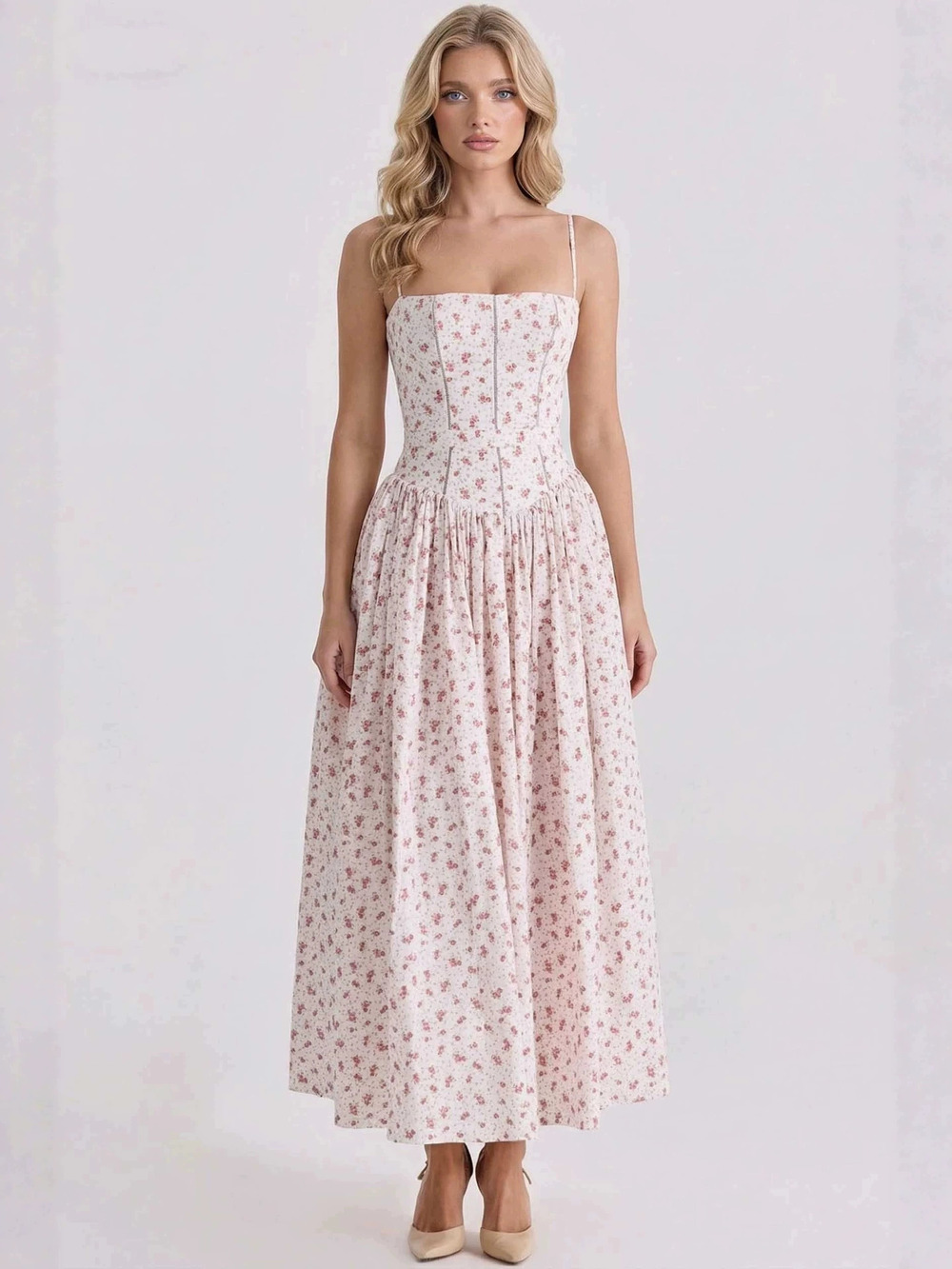 Zara Floral Spaghetti Strap Dress Spring Summer
